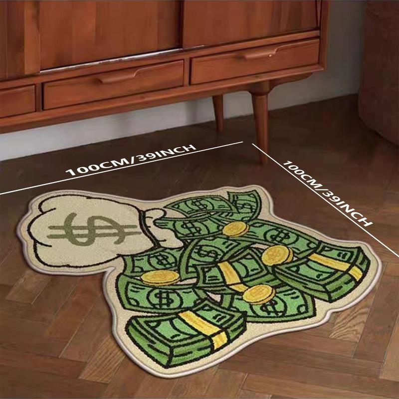 Cartoon Dollar Pattern Plush Soft Comfortable Bedside Shaggy Floormat