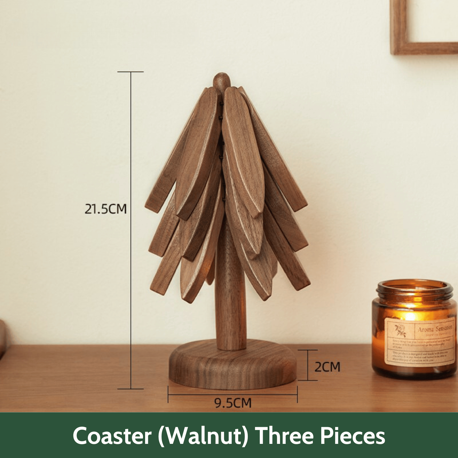 Black Walnut Wooden Heat-Resistant Coaster: Cute Tree Design Table Décor