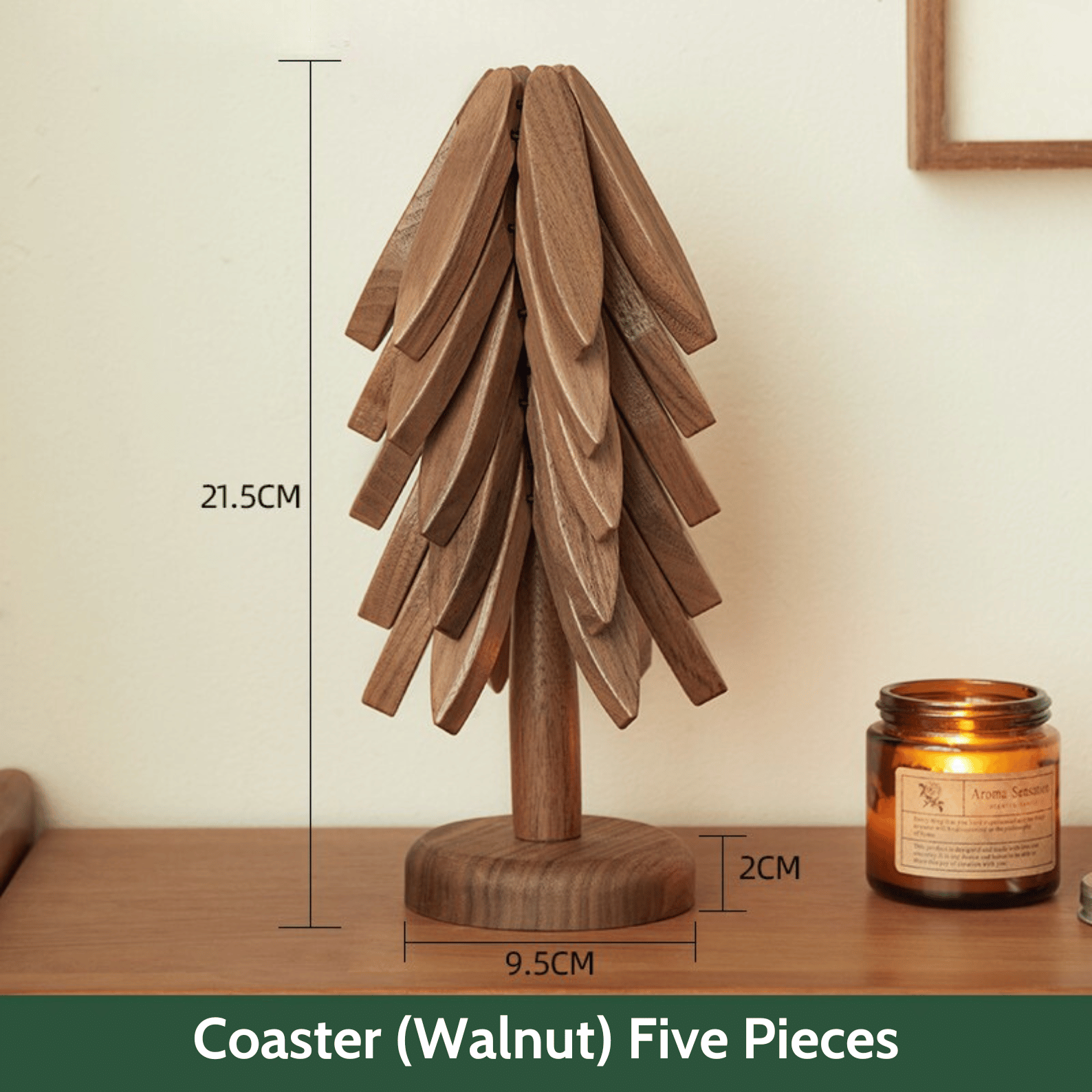 Black Walnut Wooden Heat-Resistant Coaster: Cute Tree Design Table Décor