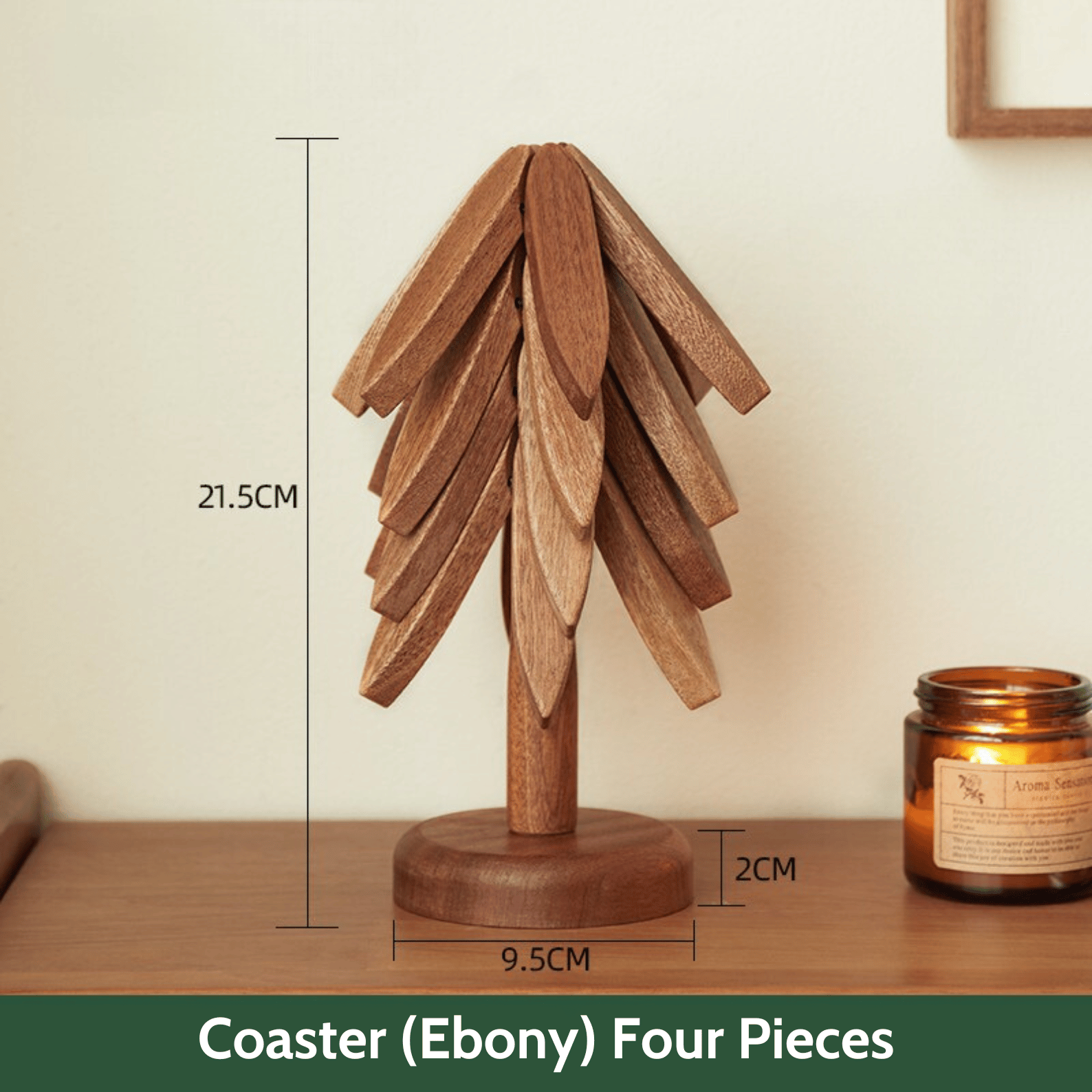 Black Walnut Wooden Heat-Resistant Coaster: Cute Tree Design Table Décor