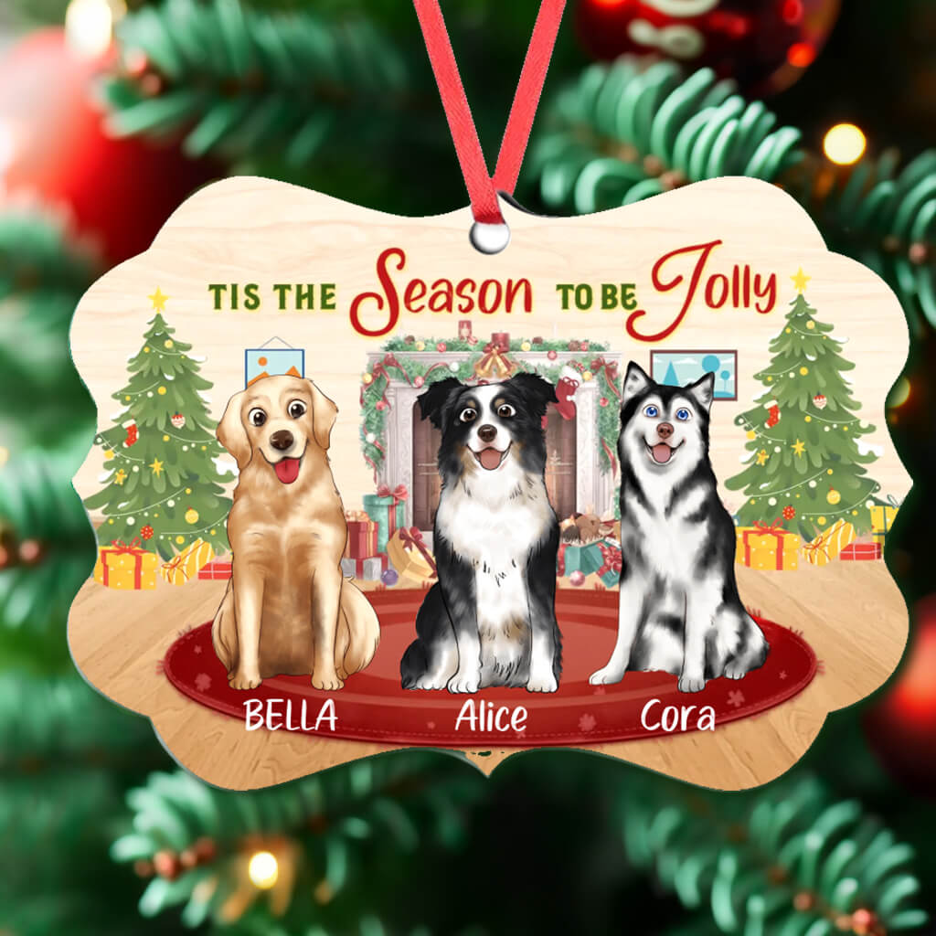 Tis The Season To Be Jolly - Dog Personalized Custom Ornament - MDF And Aluminum Decorations - Perfect Christmas Gift for Pet Owners, Pet Lovers