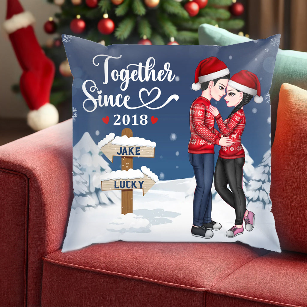 Together Since Years You're My Heart Beat - Couple Personalized Custom Pillow - Christmas Gift For Couples, Husband Wife, Anniversary