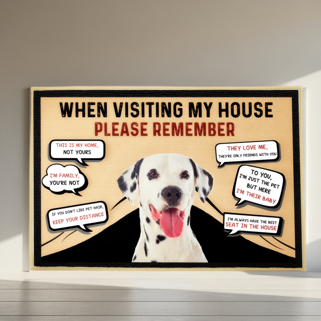 Custom Photo When Visiting My House Must Be Approved By This Dog - Dog & Cat Personalized Custom Doormat - House Warming Gift For Pet Owners, Pet Lovers