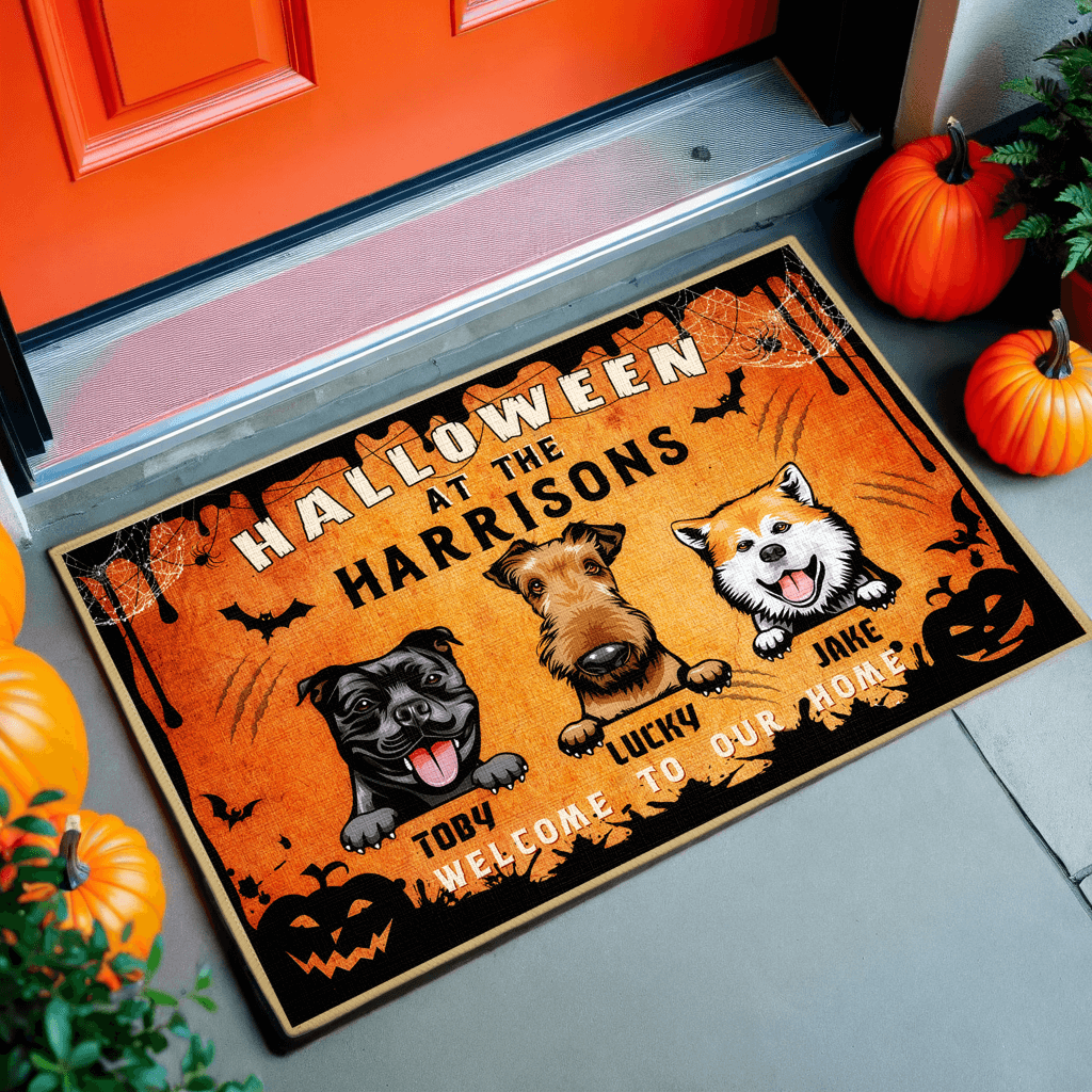 Halloween Is Coming To Town - Personalized Decorative Mat, Doormat - Halloween Gift For Dog Lovers, Pet Lovers