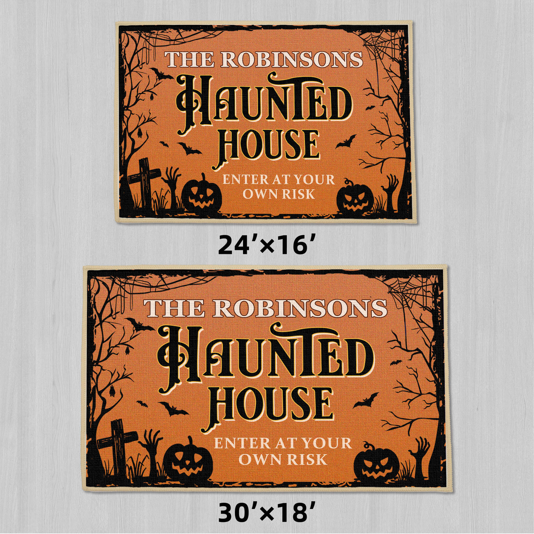 Enter At Your Own Risk - Personalized Decorative Mat, Doormat -  Halloween Gift For Family, Friends