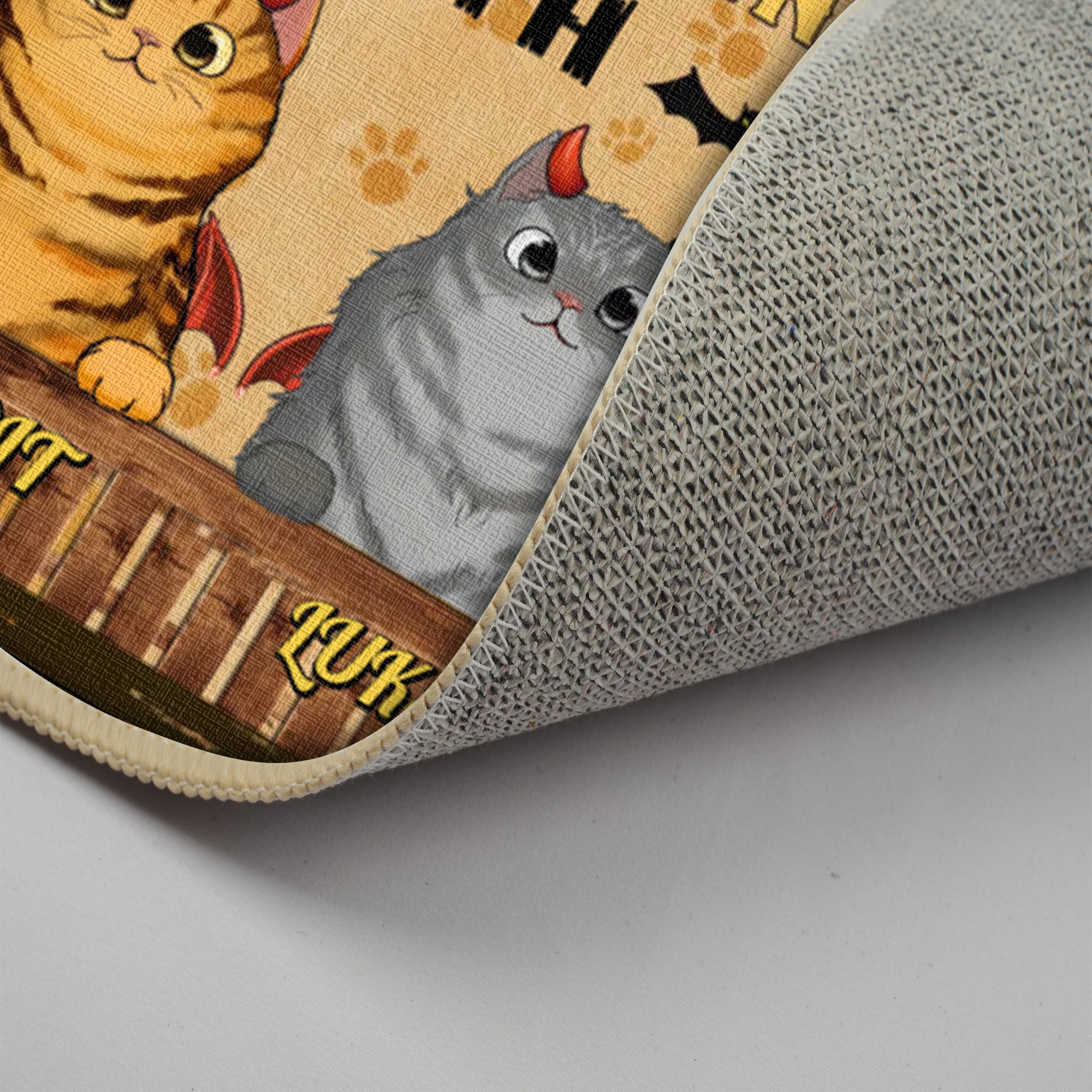 Happy Halloween - Personalized Decorative Mat, Doormat -  Halloween Gift For Cat Lovers, Pet Lovers