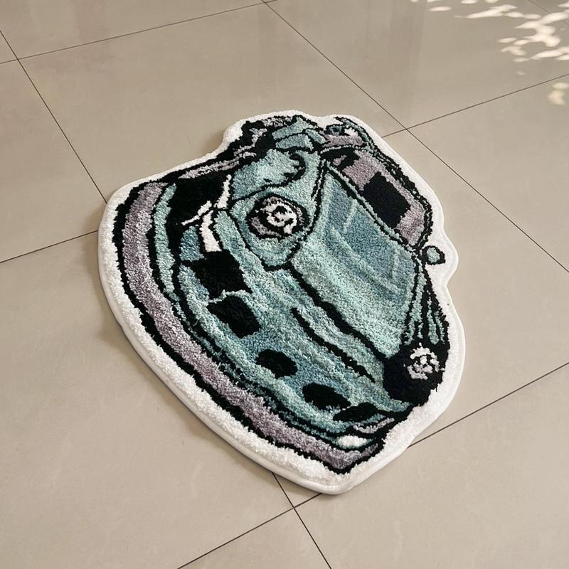 Cartoon Car Shaped Pattern Soft Non-slip Bedside Shaggy Floormat