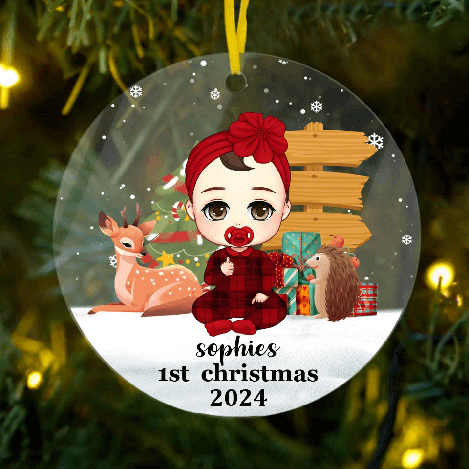 Baby  First Christmas - Personalized Round Acrylic Ornament - Christmas Gift For Babies