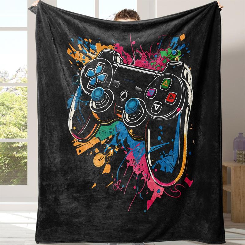 Single Game Controller Wartercolor Background Soft Comfortable Throw Warm Napping Blanket