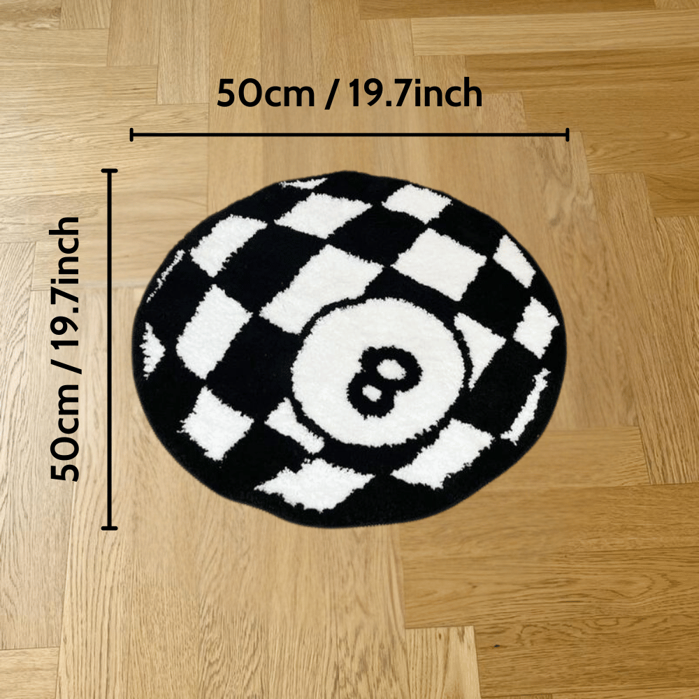 Checkerboard & Number 8 Pattern Round Area Soft Comfortable Non-slip Washable Floormat