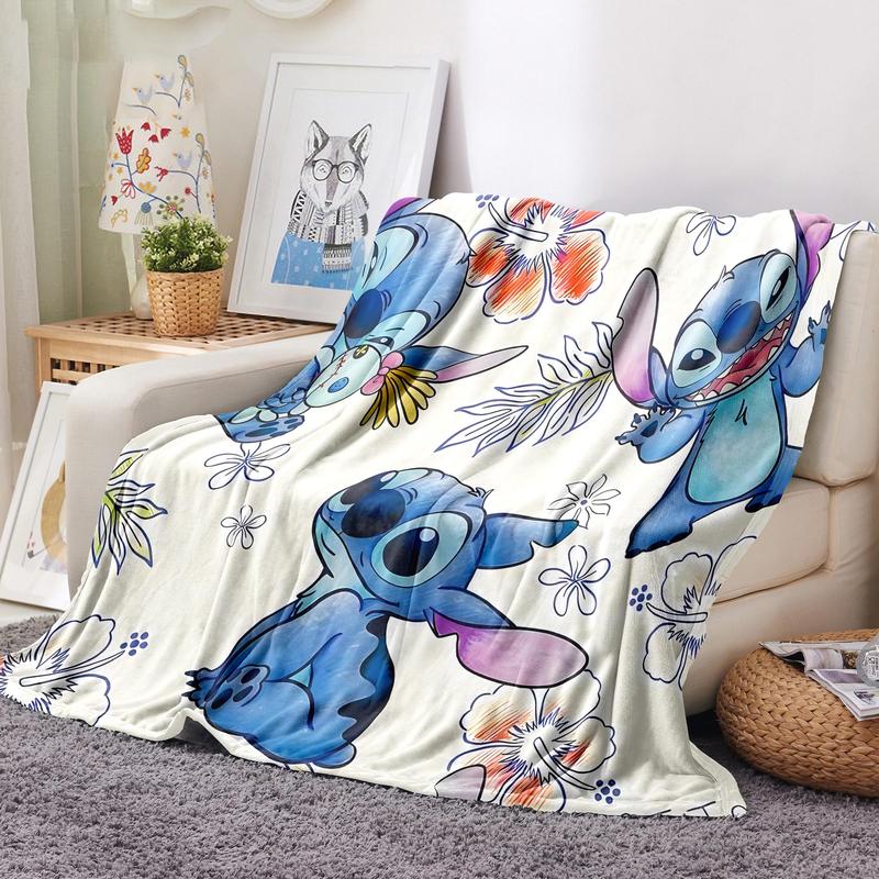 Cartoon Stitch Pattern Soft Warm Throw Flannel Blanket