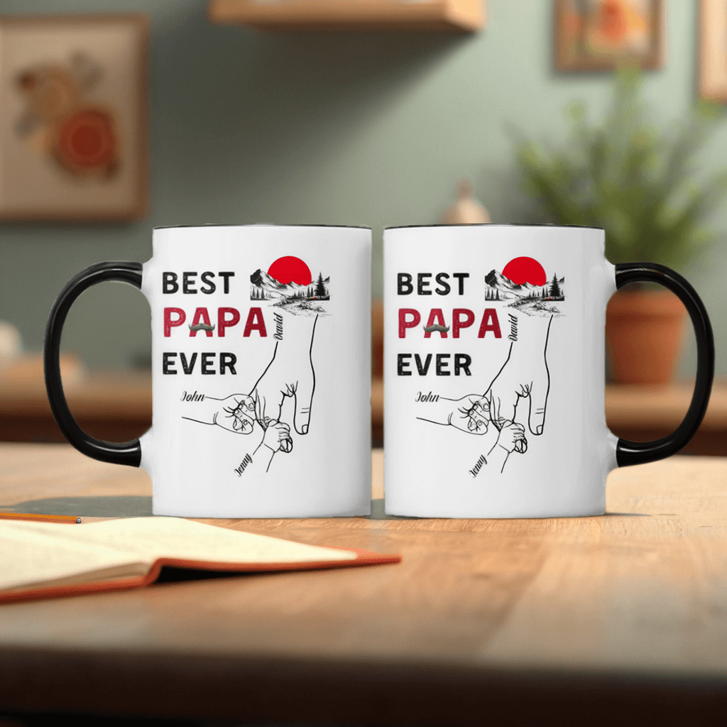 The Best Dad Ever In My Life - Family Personalized Custom Accent Mug - Gift For Family, Dad, Grandpa, Father's Day, Birthday Gift