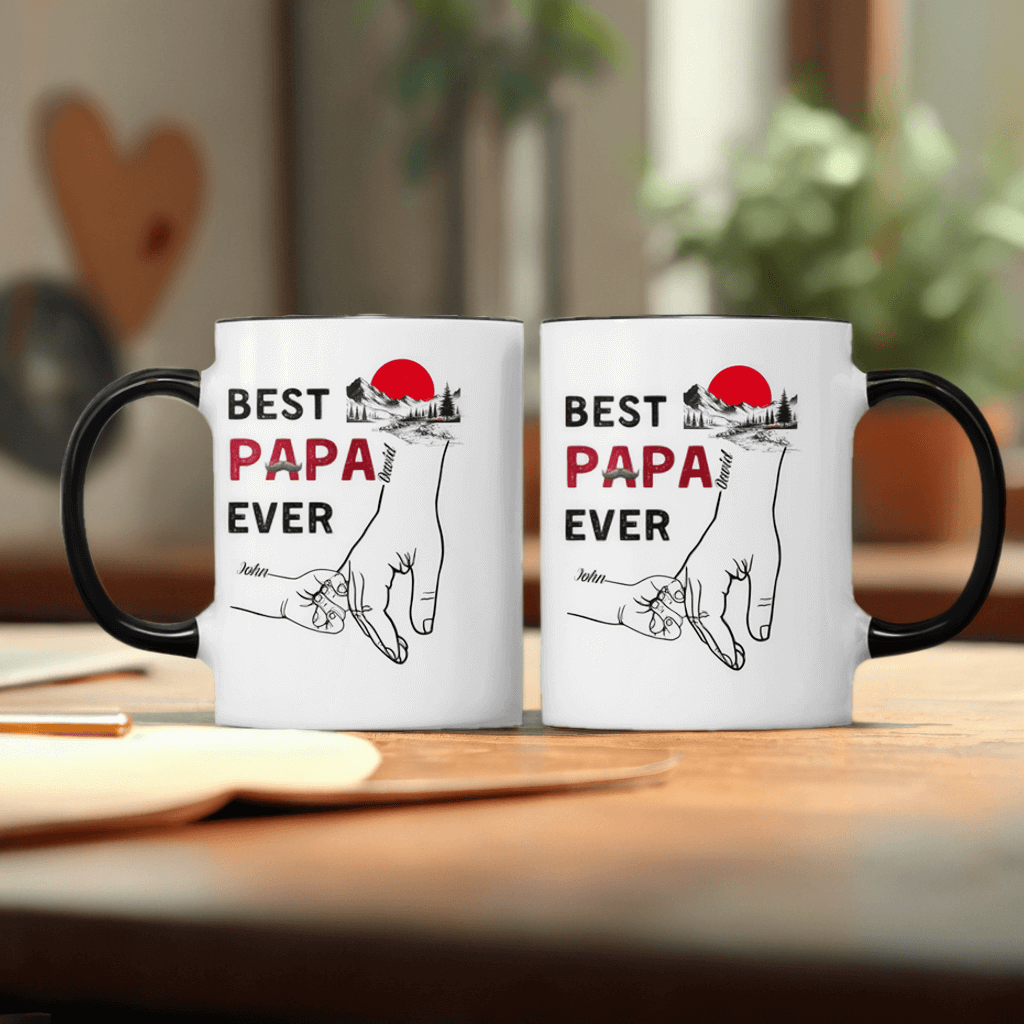 The Best Dad Ever In My Life - Family Personalized Custom Accent Mug - Gift For Family, Dad, Grandpa, Father's Day, Birthday Gift