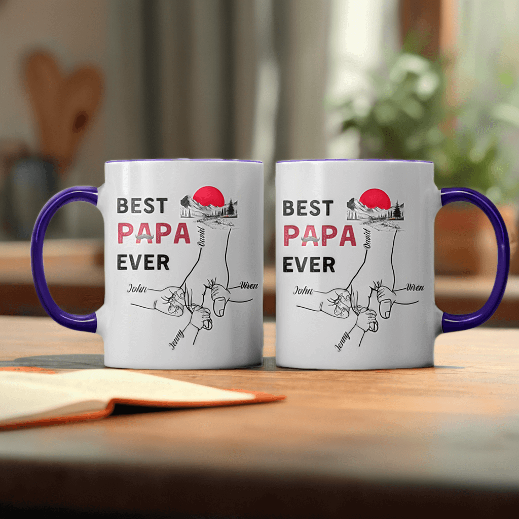 The Best Dad Ever In My Life - Family Personalized Custom Accent Mug - Gift For Family, Dad, Grandpa, Father's Day, Birthday Gift