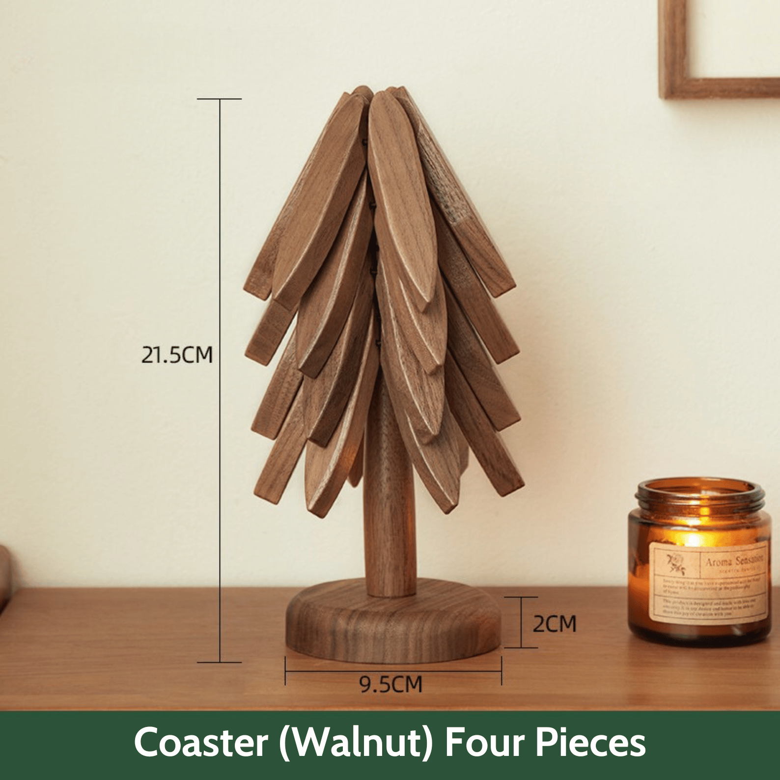 Black Walnut Wooden Heat-Resistant Coaster: Cute Tree Design Table Décor