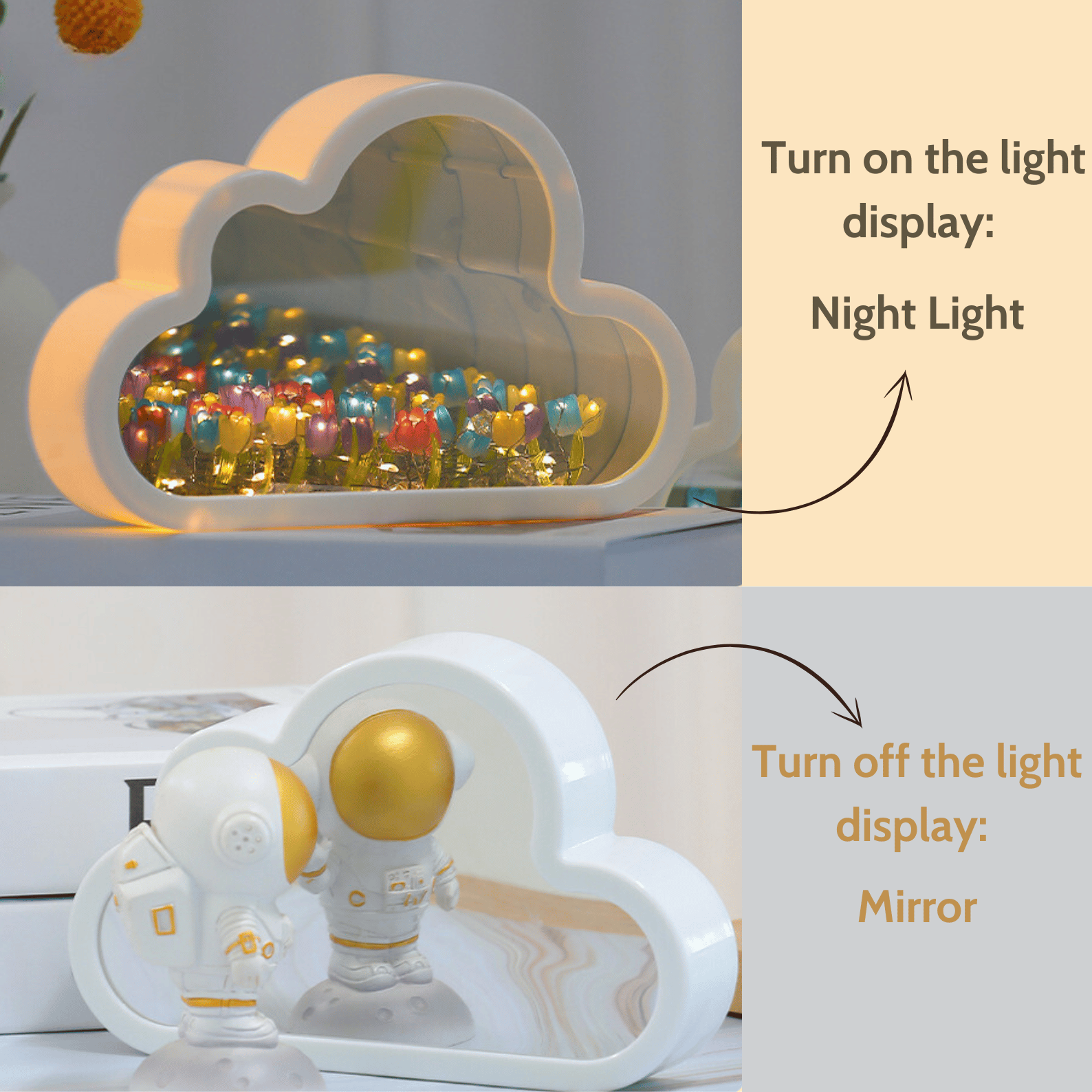 Handmade DIY Tulip Cloud Flower Night Light: Transparent Mirror Atmosphere Lamp