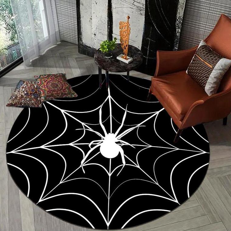 Spider Web Pattern Round Creative Non-slip Soft Comfortable Area Floormat