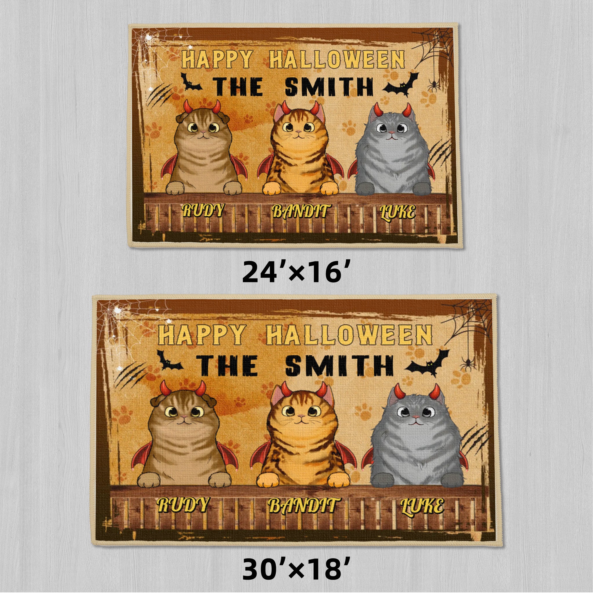 Happy Halloween - Personalized Decorative Mat, Doormat -  Halloween Gift For Cat Lovers, Pet Lovers