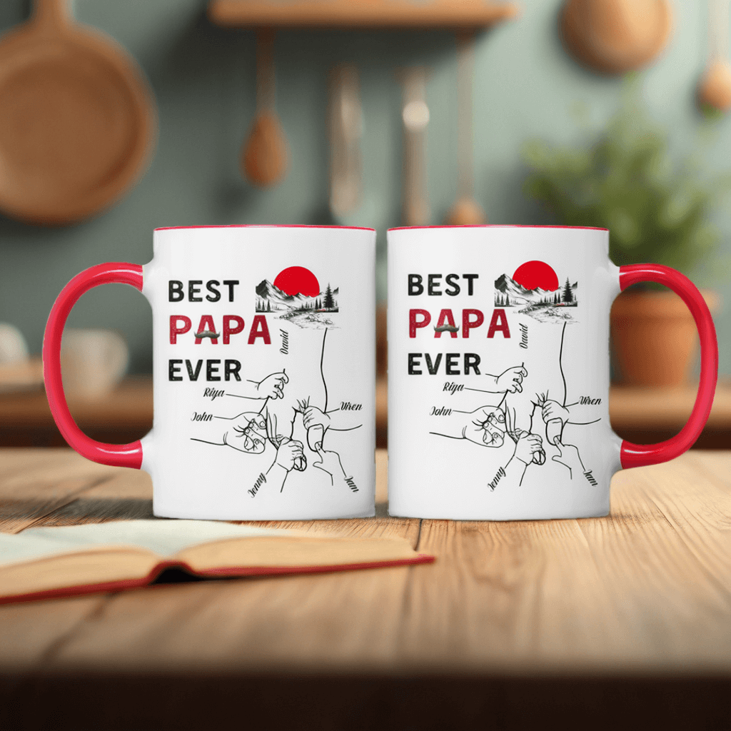 The Best Dad Ever In My Life - Family Personalized Custom Accent Mug - Gift For Family, Dad, Grandpa, Father's Day, Birthday Gift