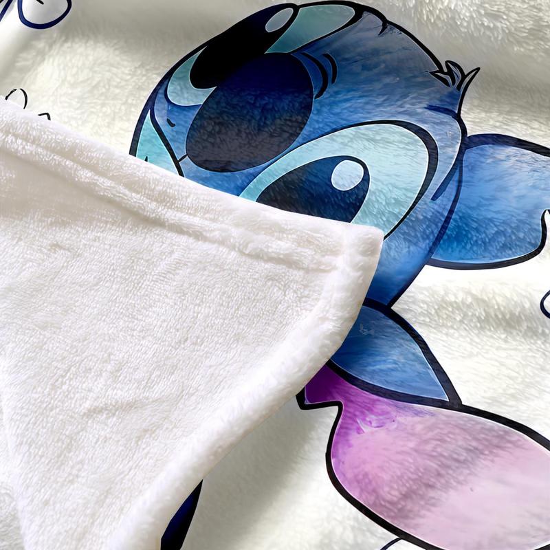 Cartoon Stitch Pattern Soft Warm Throw Flannel Blanket