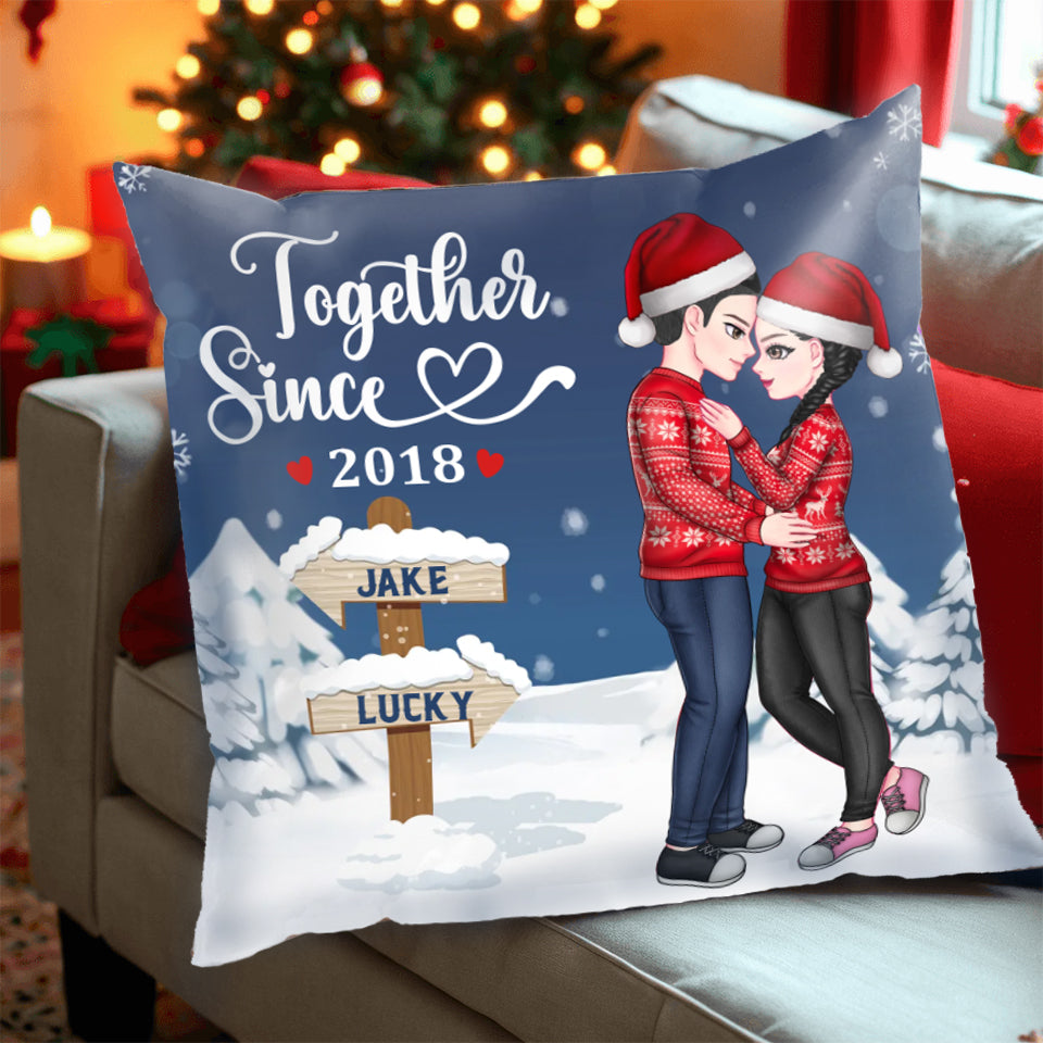 Together Since Years You're My Heart Beat - Couple Personalized Custom Pillow - Christmas Gift For Couples, Husband Wife, Anniversary