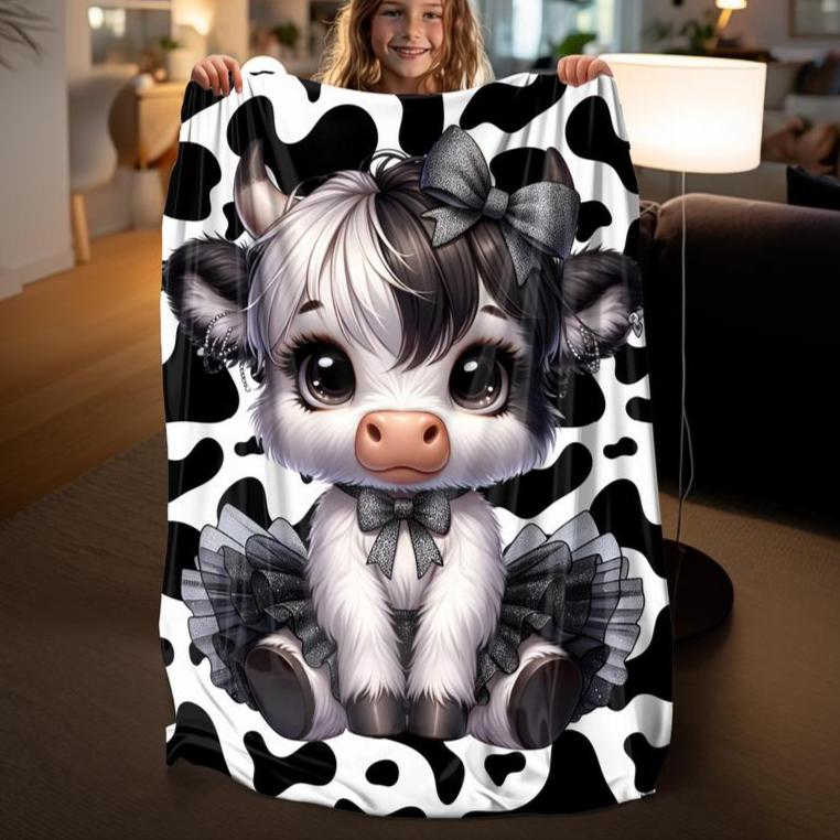 Cute Cow Pattern Blanket Soft and Comfortable