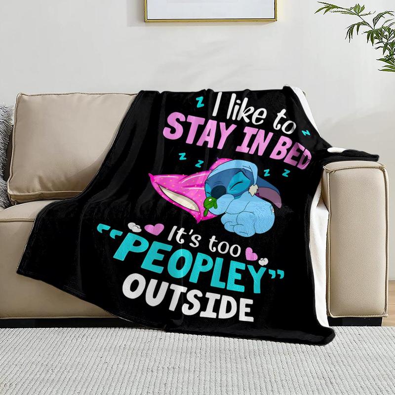 Cute Cartoon Stitch Pattern Soft Comfortable Throw Flannel Blanket