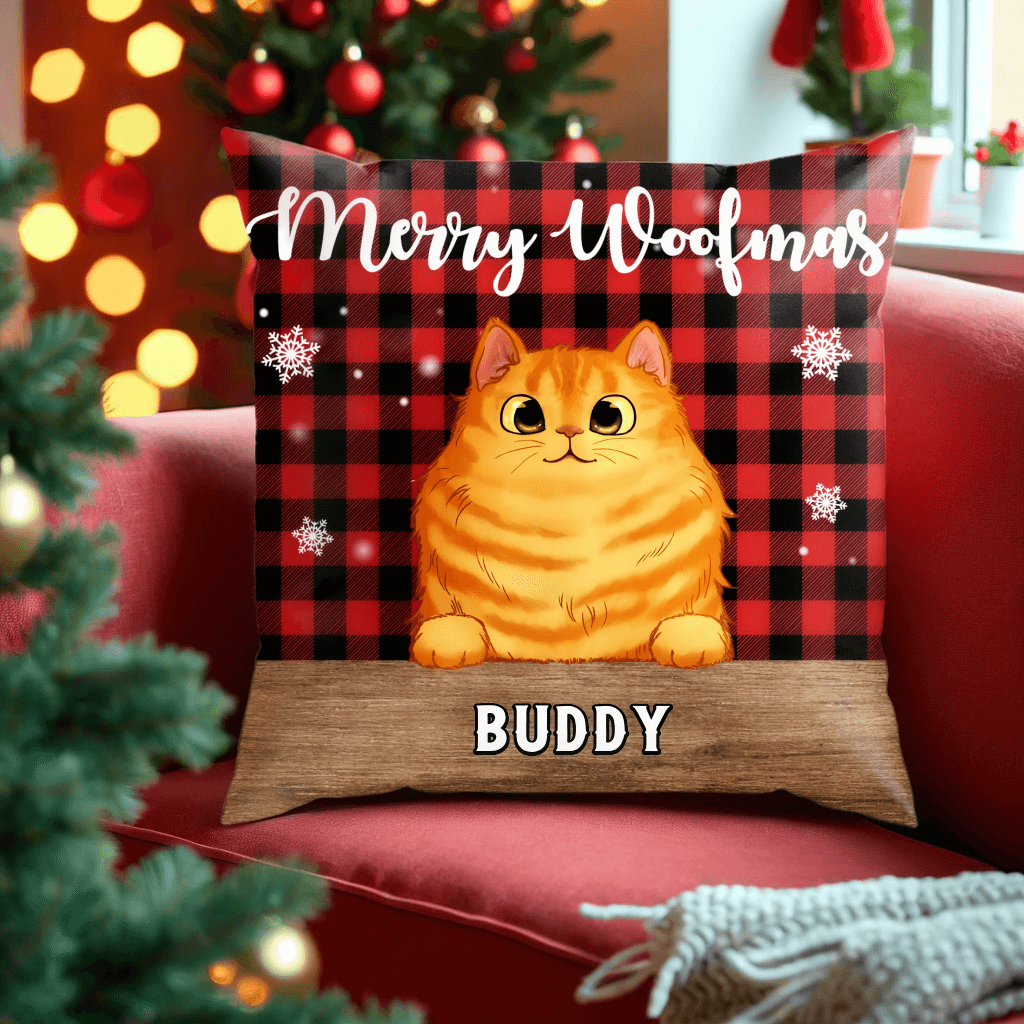 Meowy Catmas & Merry Woofmas - Cat Personalized Custom Pillow - Gift For Pet Owners, Cat Owners, Cat Lovers