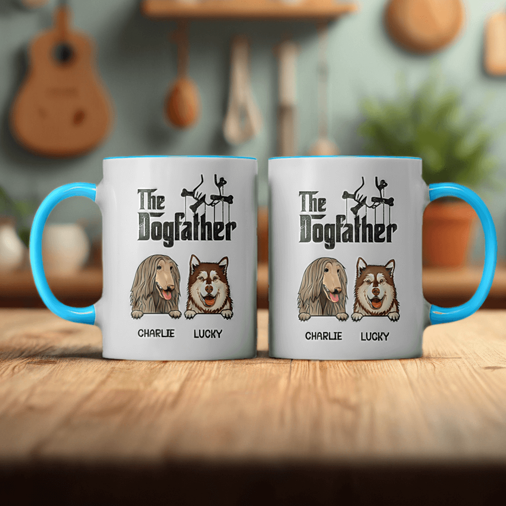 Here's The Dogfather - Dog Personalized Custom Accent Mug - Father's day, Birthday Gift For Pet Owners, Pet Lovers, Dog Lovers