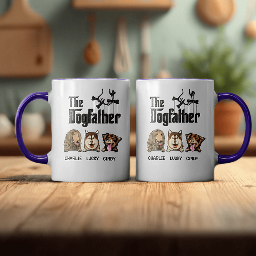 Here's The Dogfather - Dog Personalized Custom Accent Mug - Father's day, Birthday Gift For Pet Owners, Pet Lovers, Dog Lovers