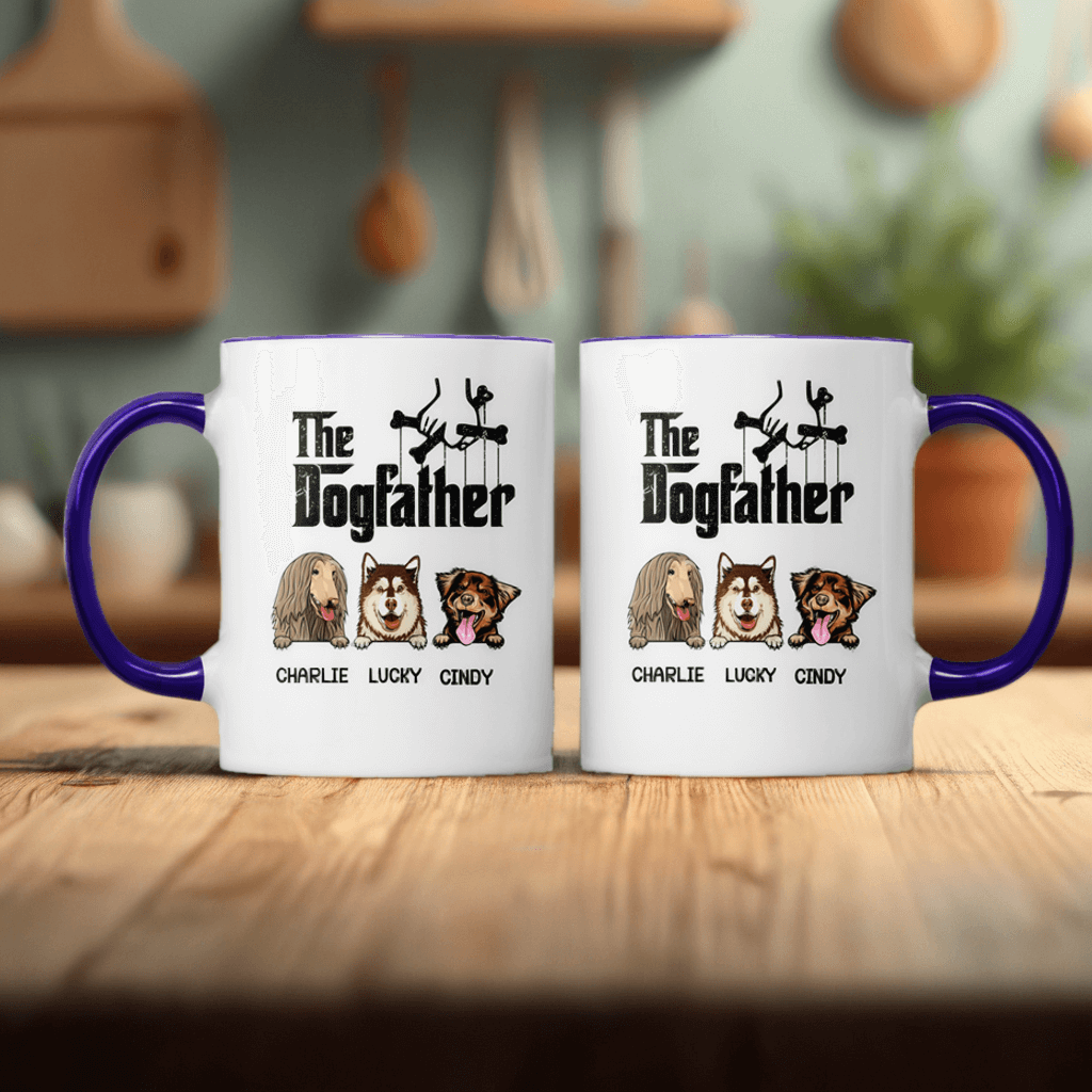 Here's The Dogfather - Dog Personalized Custom Accent Mug - Father's day, Birthday Gift For Pet Owners, Pet Lovers, Dog Lovers