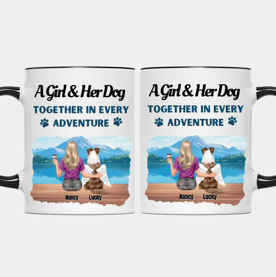 Together In Every Adventure - Dog Personalized Custom Accent Mug - Sympathy, Memorial Gift For Dog Lovers, Dog Mom