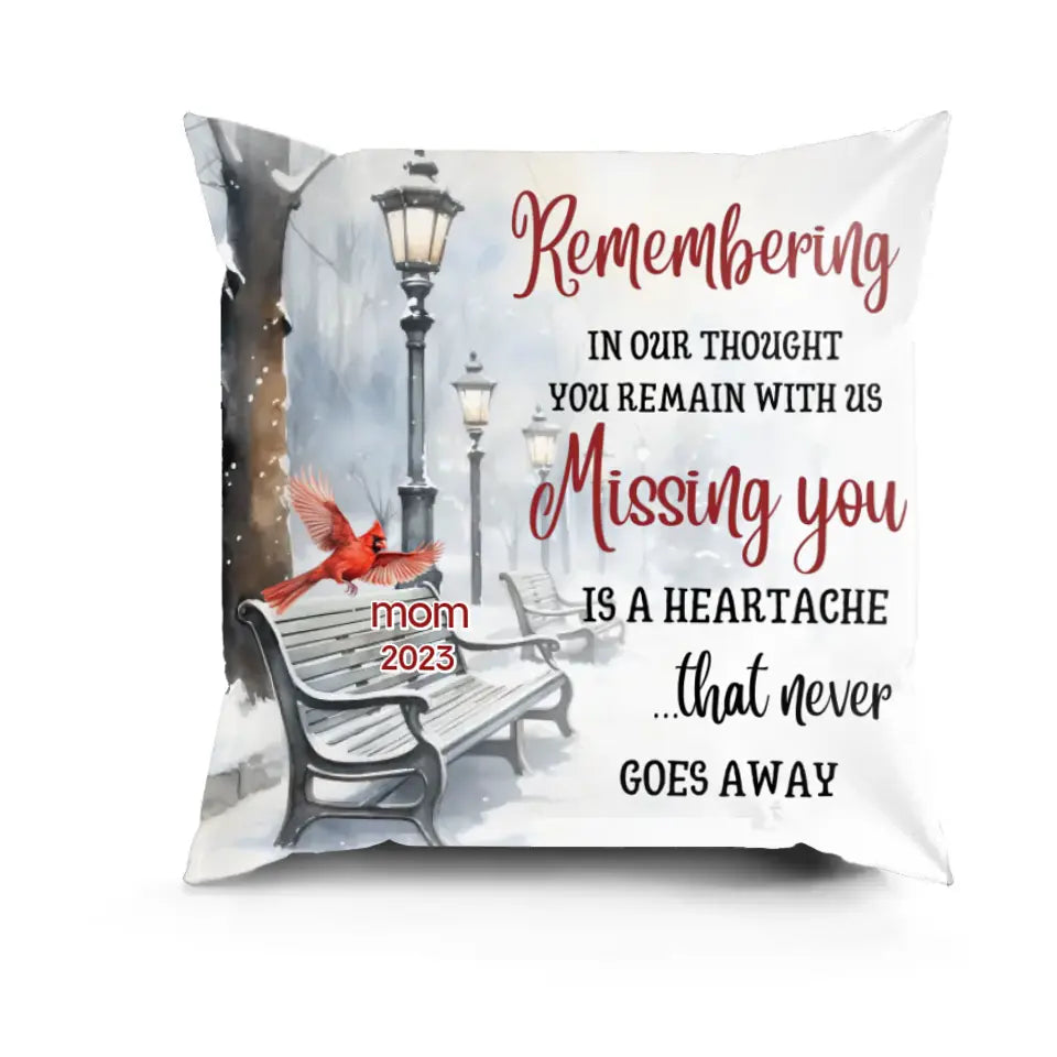 In Our Thought You Remain With Us - Memorial Personalized Custom Pillow - Sympathy, Memorial Gift For Family Members, Mom, Dad