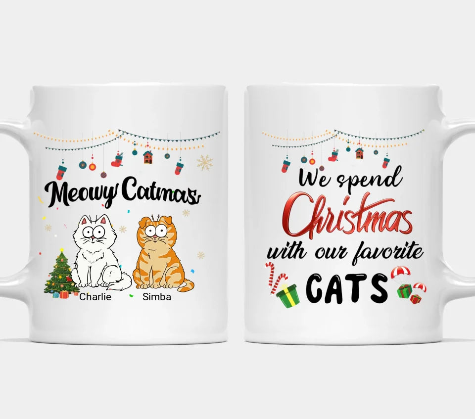 Meowy Catmas - Personalized Cat Mug - Christmas Gift for Pet Owners and Pet Lovers