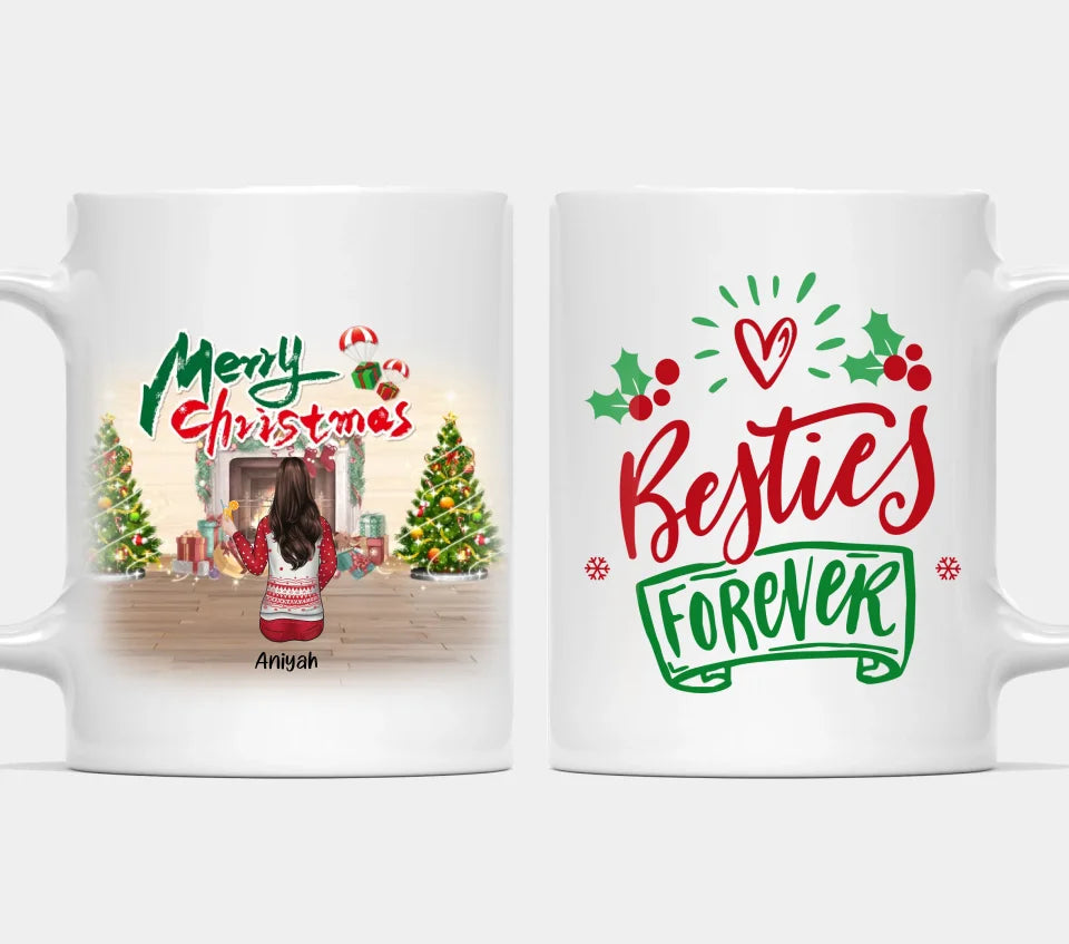 Besties Forever - Personalized Custom Mugs - Perfect Christmas Gifts For Sisters, Girlfriends, Friends, Birthday