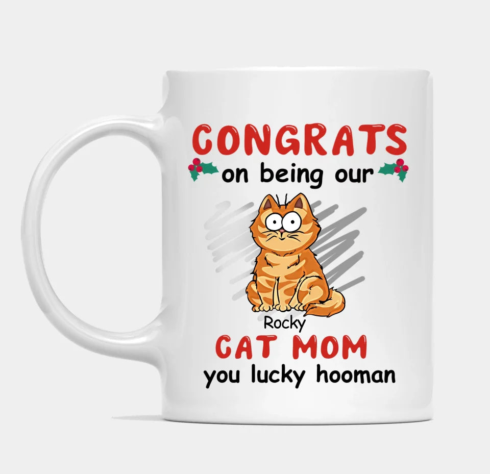 You Lucky Hooman - Cat Personalized Mug - Perfect Christmas Gift For Pet Owners, Pet Lovers