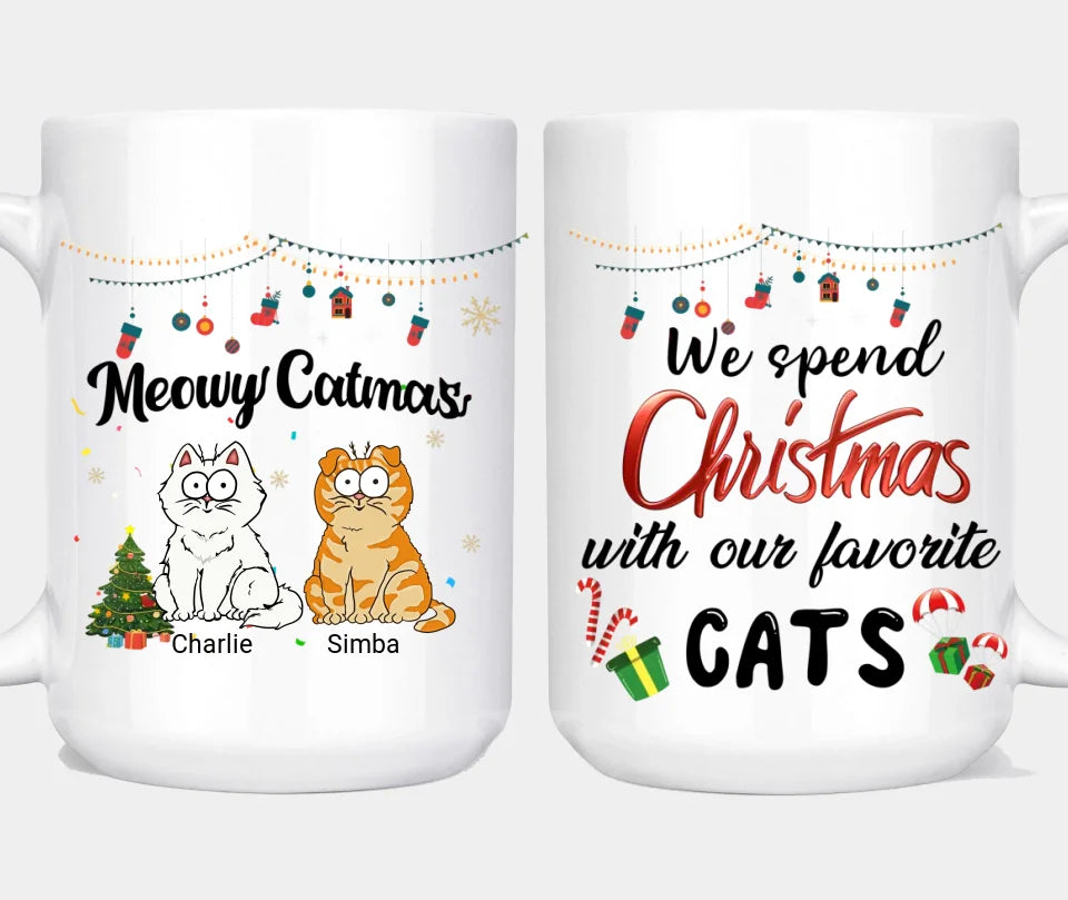 Meowy Catmas - Personalized Cat Mug - Christmas Gift for Pet Owners and Pet Lovers