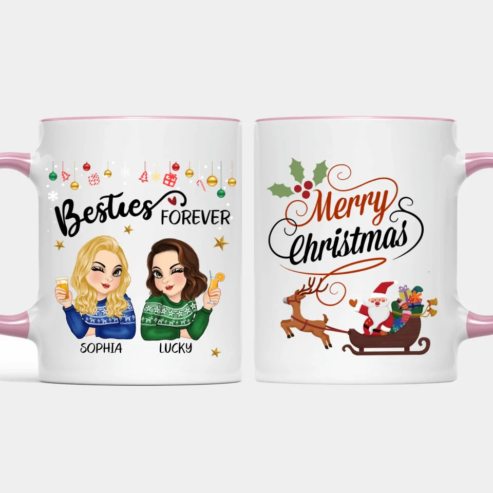 Besties Forever - Personalized Christmas Accent Mug For Best Friends - Christmas Gift For Best Friends, Friends, Girlfriends, Sisters