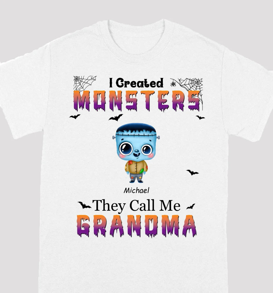 I Created Monsters They Call Me Grandma - Family Personalized Custom Unisex T-shirt, Hoodie, Sweatshirt - Halloween Gift For Grandma, Grandpa, Family