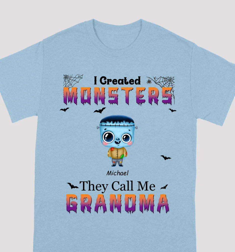 I Created Monsters They Call Me Grandma - Family Personalized Custom Unisex T-shirt, Hoodie, Sweatshirt - Halloween Gift For Grandma, Grandpa, Family