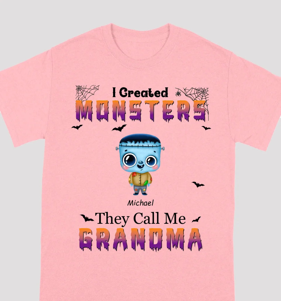 I Created Monsters They Call Me Grandma - Family Personalized Custom Unisex T-shirt, Hoodie, Sweatshirt - Halloween Gift For Grandma, Grandpa, Family