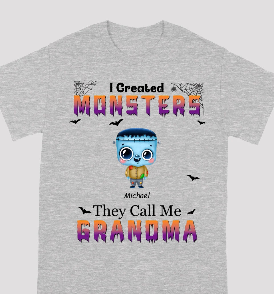 I Created Monsters They Call Me Grandma - Family Personalized Custom Unisex T-shirt, Hoodie, Sweatshirt - Halloween Gift For Grandma, Grandpa, Family