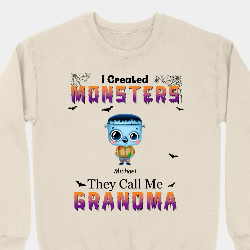 I Created Monsters They Call Me Grandma - Family Personalized Custom Unisex T-shirt, Hoodie, Sweatshirt - Halloween Gift For Grandma, Grandpa, Family