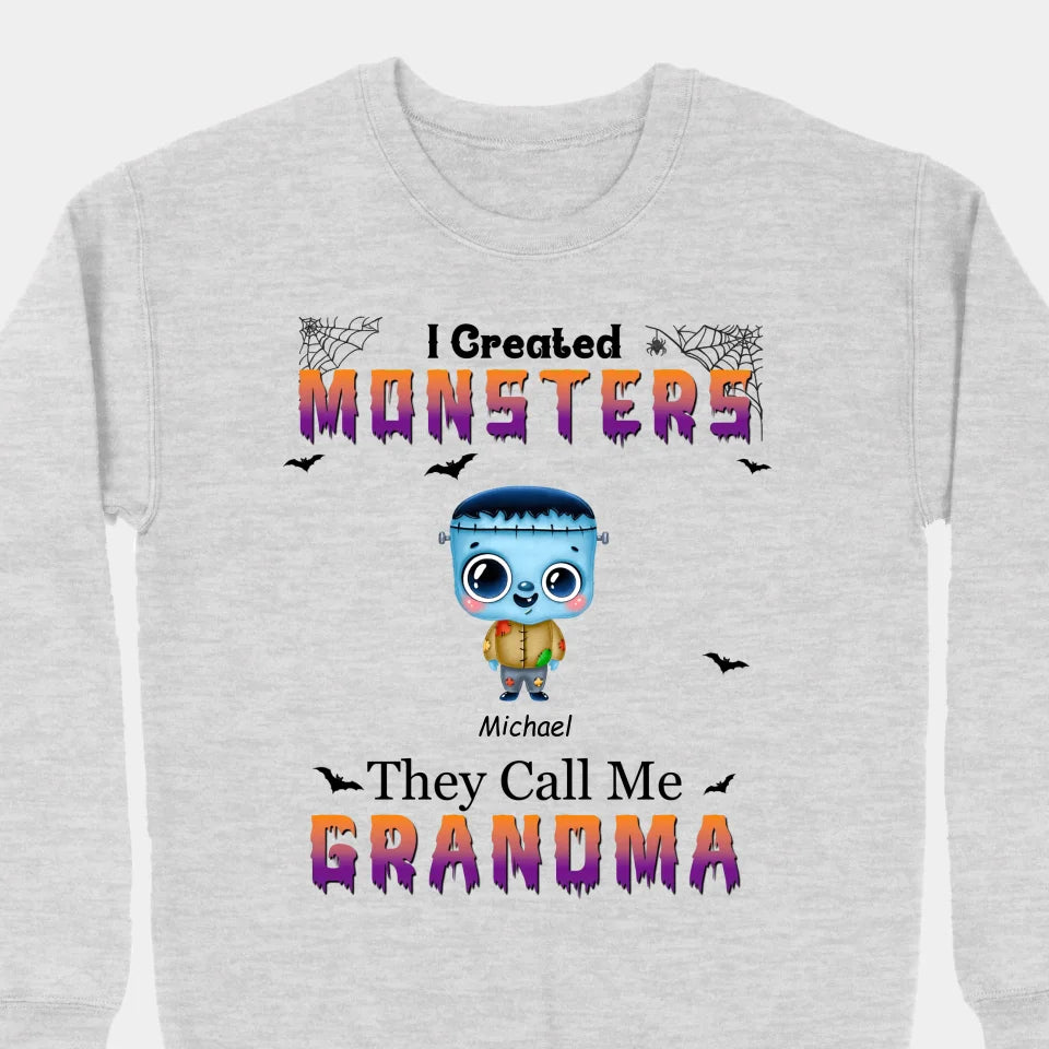 I Created Monsters They Call Me Grandma - Family Personalized Custom Unisex T-shirt, Hoodie, Sweatshirt - Halloween Gift For Grandma, Grandpa, Family