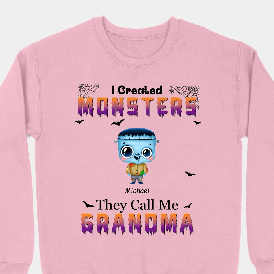 I Created Monsters They Call Me Grandma - Family Personalized Custom Unisex T-shirt, Hoodie, Sweatshirt - Halloween Gift For Grandma, Grandpa, Family