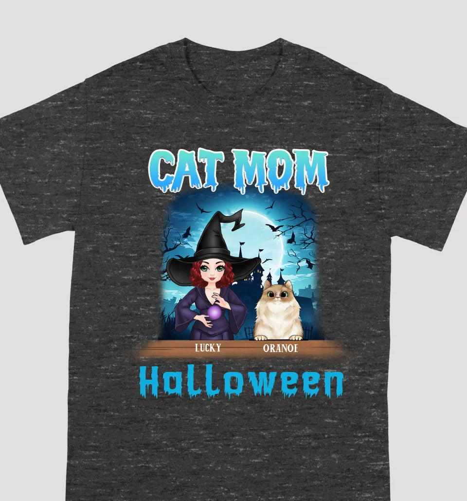 Halloween Cat Mom - Personalized Unisex T-shirts, Sweatshirts, Hoodies - Halloween Gift for Cat Lovers, Pet Lovers, Cat Mom