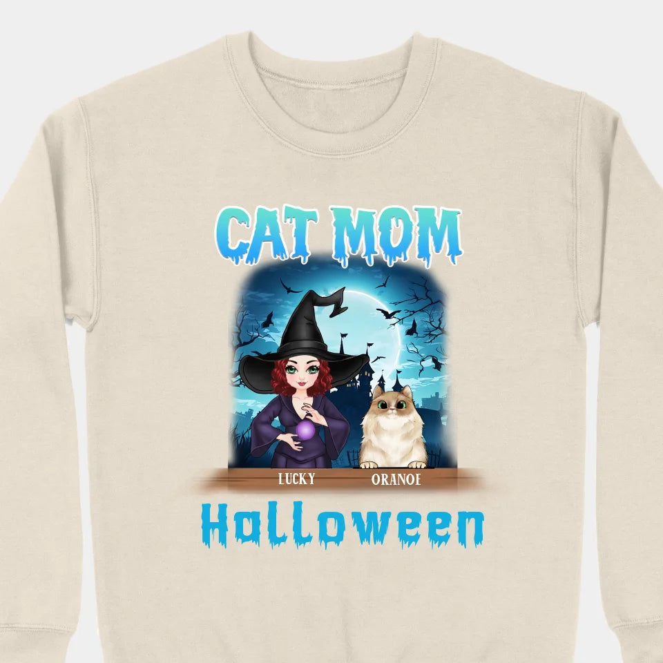 Halloween Cat Mom - Personalized Unisex T-shirts, Sweatshirts, Hoodies - Halloween Gift for Cat Lovers, Pet Lovers, Cat Mom