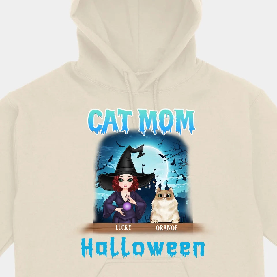 Halloween Cat Mom - Personalized Unisex T-shirts, Sweatshirts, Hoodies - Halloween Gift for Cat Lovers, Pet Lovers, Cat Mom