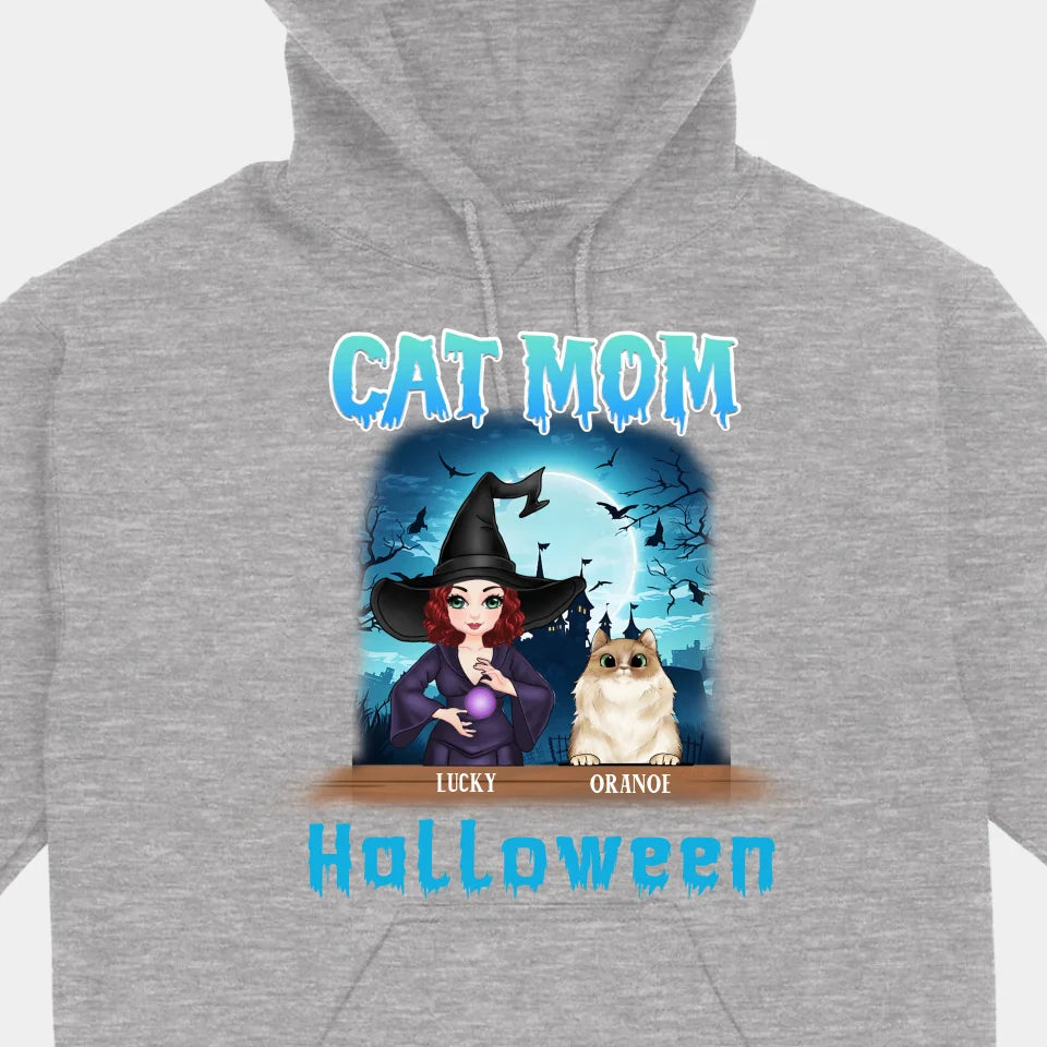 Halloween Cat Mom - Personalized Unisex T-shirts, Sweatshirts, Hoodies - Halloween Gift for Cat Lovers, Pet Lovers, Cat Mom