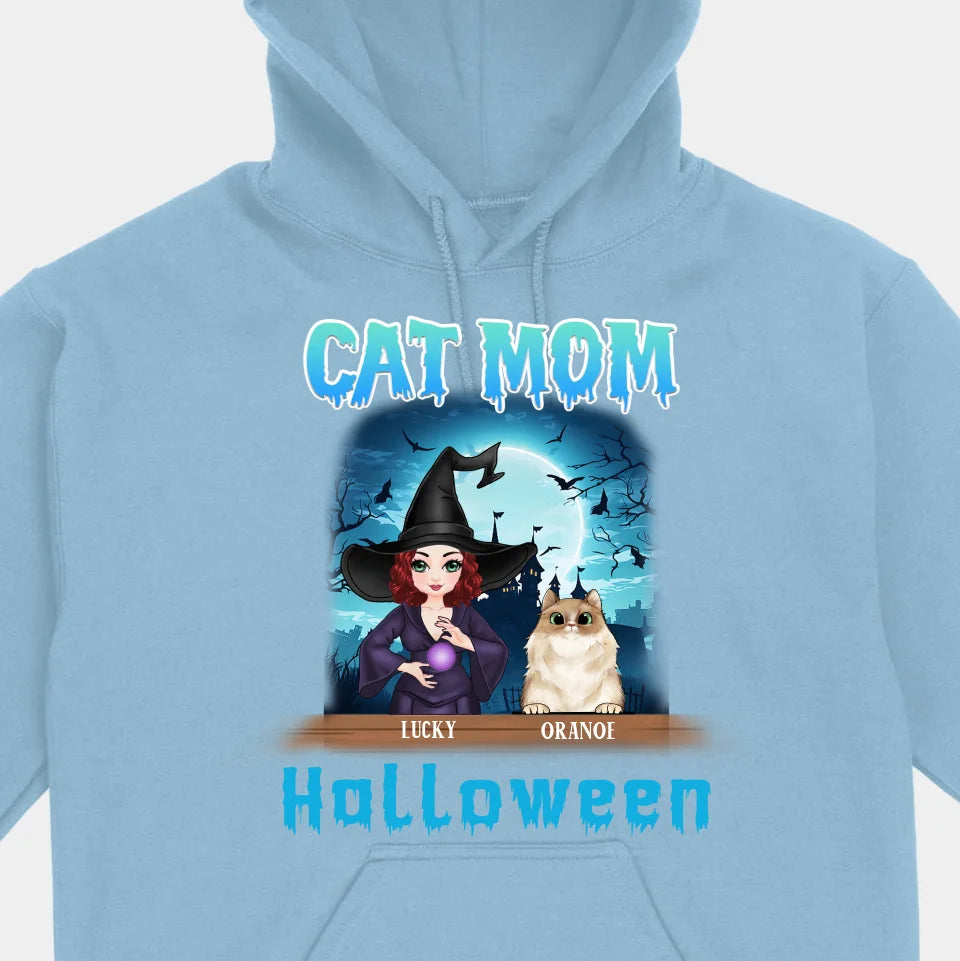 Halloween Cat Mom - Personalized Unisex T-shirts, Sweatshirts, Hoodies - Halloween Gift for Cat Lovers, Pet Lovers, Cat Mom